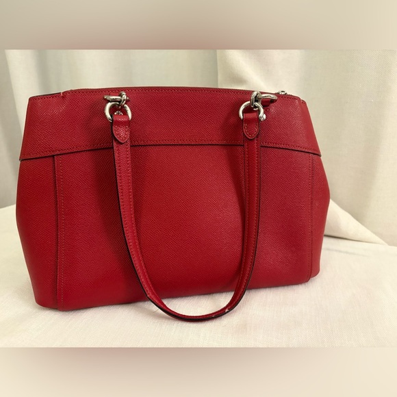 Coach Brooke Carryall 100% Leather Shoulder Bag – Cherry Red – Holiday Gift Tote - Picture 8 of 15